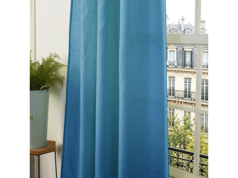  Rideau ajustable 140 x 270 cm + 8 anneaux pinces effet lin evasion paon CP-EVASION-PAON - Conforama C