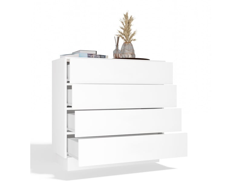  Amber 4s - commode 4 tiroirs - 85x84x40 cm - pour chambre et salon - blanc  - Conforama D