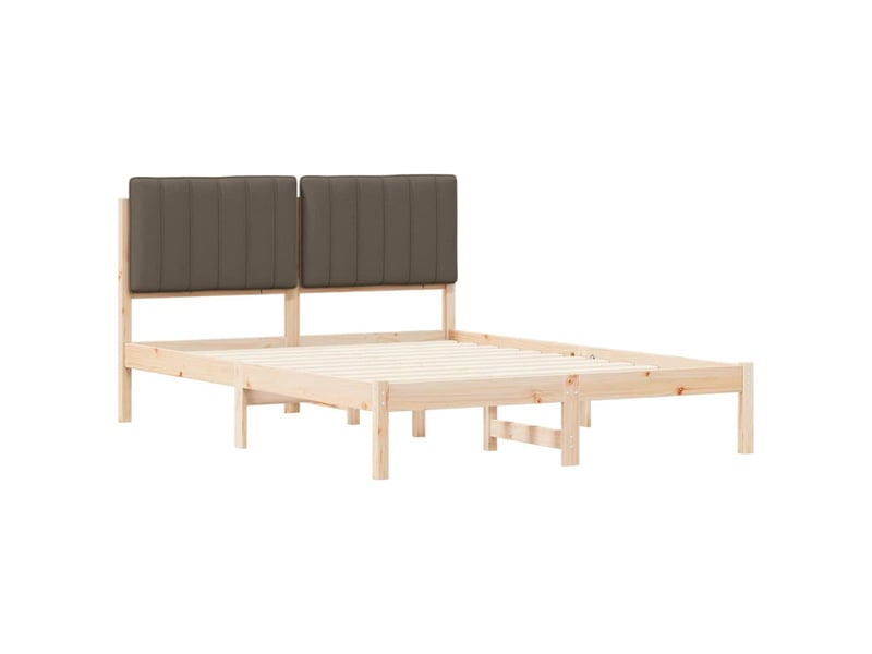  Lit double- lit adulte -  cadre de lit avec tête de lit rembourrée taupe 135 x 190 cm  - Conforama C