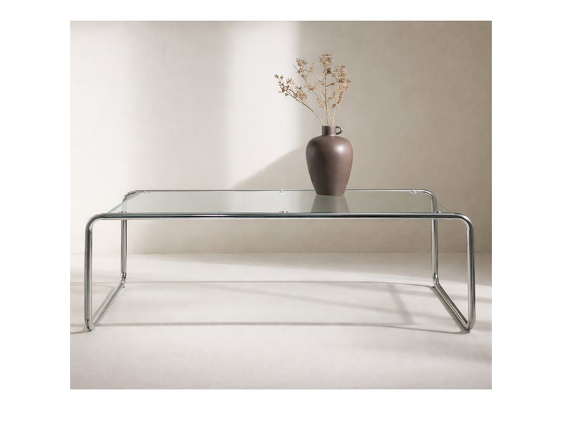  Table basse en verre saturnus 120cm transparent &amp; argent  - Conforama D