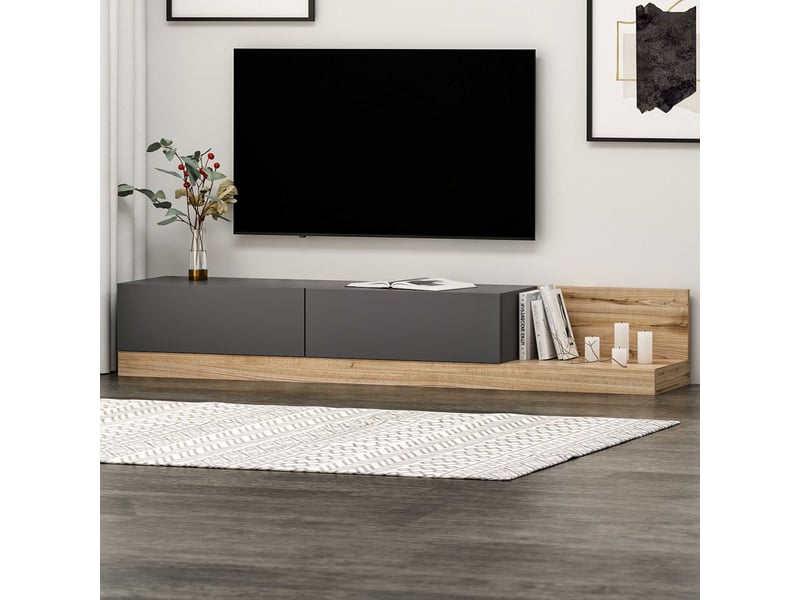 Majör meuble tv | 100 % mélamine | anthracite, noyer 382NRC1528 - Conforama C