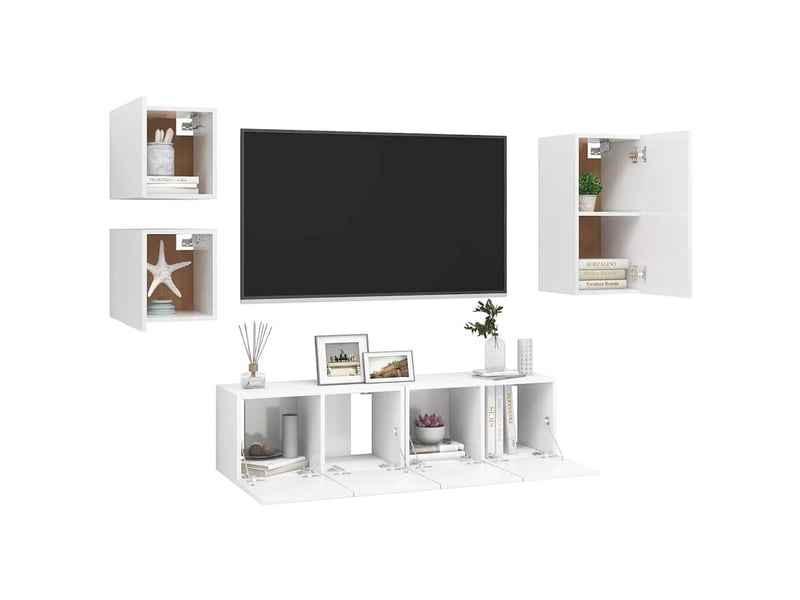  Ensemble de meubles tv 5 pcs blanc bois d'ingénierie shl15826  - Conforama C