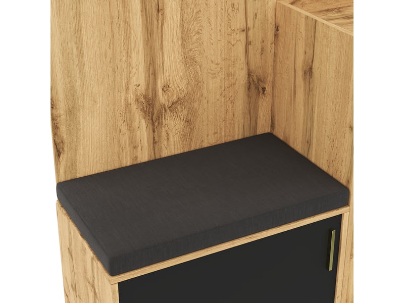  Vestiaire d'entrée avec miroir banc et meuble à chaussures chêne et noir 100x38x185 cm GL8234S - Conforama D