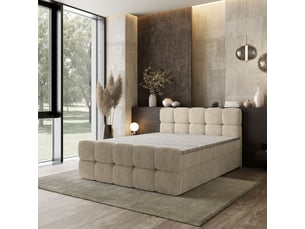 Lit avec rangement 160x200 cm <strong>MASSENO</strong>  <strong></strong> coloris beige