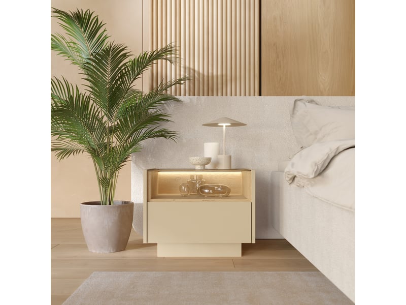  Table de chevet veirra, un tiroir, 53x40x43h cm marron clair Veirra - Conforama B