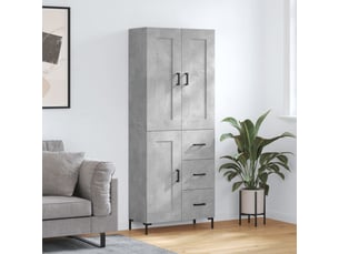 Buffet haut - bahut - meuble de rangement gris béton 69,5x34x180 cm bois d'ingénierie