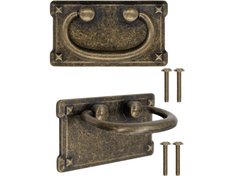  Lot de poignées de tiroir anciennes pliables, design en fer bronze pour portes coulissantes, commodes, cuisines, buffets, coffres  - Conforama B