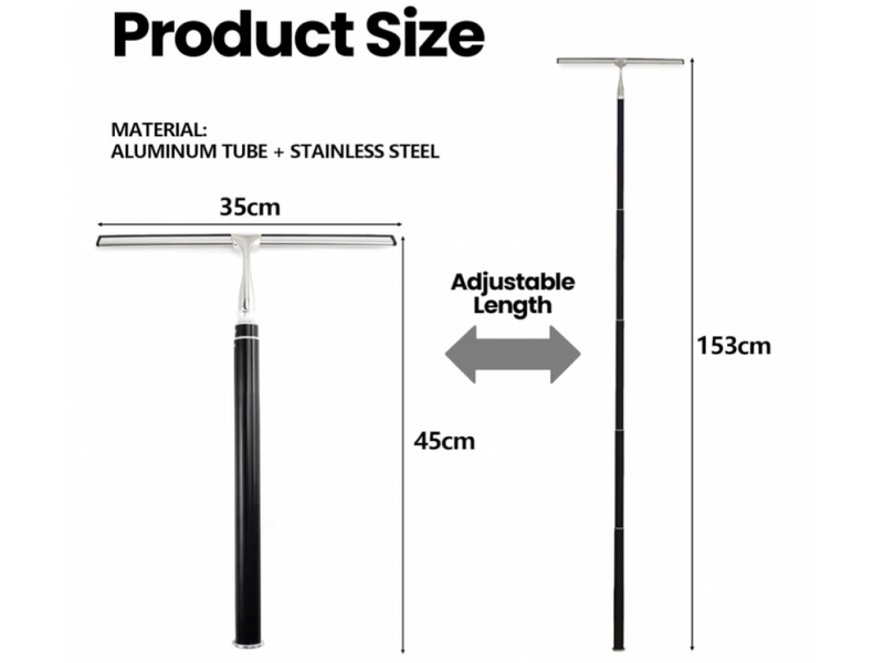  Grattoir de douche noir &amp; argent, 153 cm, pour vitres, douche, miroirs, cuisine, design long manche  - Conforama B