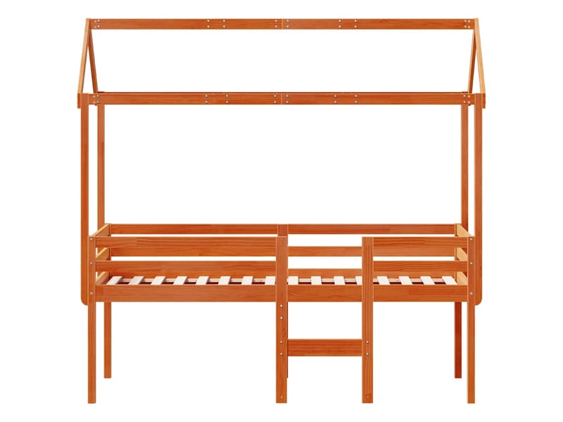 Lit simple- lit adulte - lit haut sans matelas marron 80x200 cm bois de pin massif - Conforama C