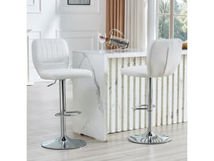 Tabouret de bar réglable  52 x 45 x 93-114 cm - siège pivotant à 360° -avec dossier et pédales en métal  argenté - cuir - noir