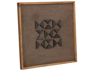 Tableau artisanal en bois recyclé relief marron et noir 62x4x62 cm h