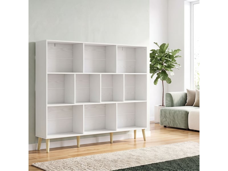  Bibliothèque à 10 cubes, 3 niveaux, 140 x 24 x 107 cm, blanche  - Conforama D