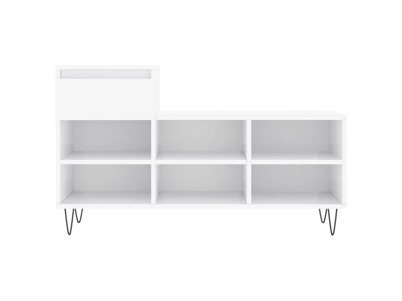  Meuble à chaussure blanc brillant 102x36x60 cm bois ingénierie shl9644  - Conforama E
