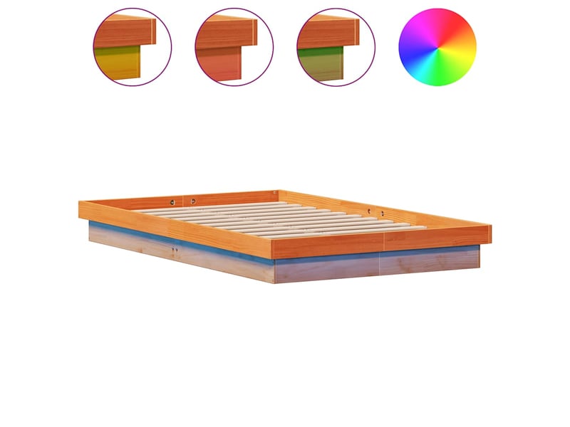  Lit double- lit adulte -  cadre de lit à led sans matelas 120x190 cm bois massif  - Conforama A