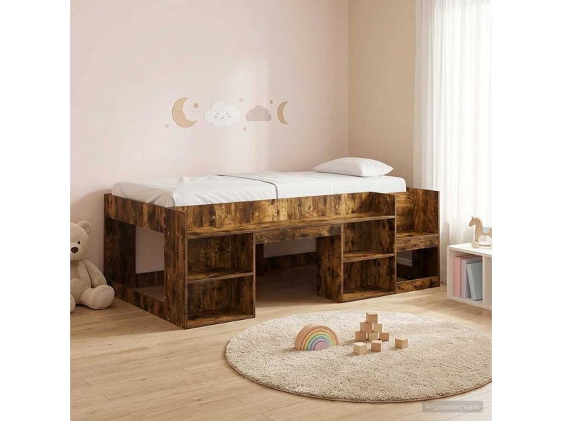  Cadre de lit pour enfants - lit jeune avec rangement chêne fumé 90 x 200 cm  - Conforama B