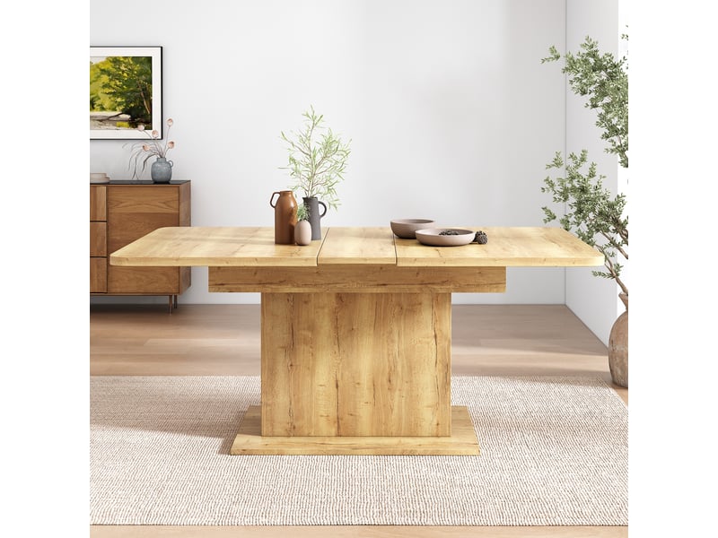  Table extensible naturelle avec rangements latéraux, 110 à 130 cm Fay Lum - Conforama D