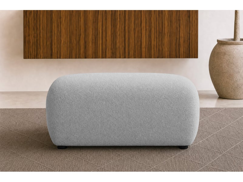 Cassis - pouf en tissu chenille gris clair 105x57x40  - Conforama E