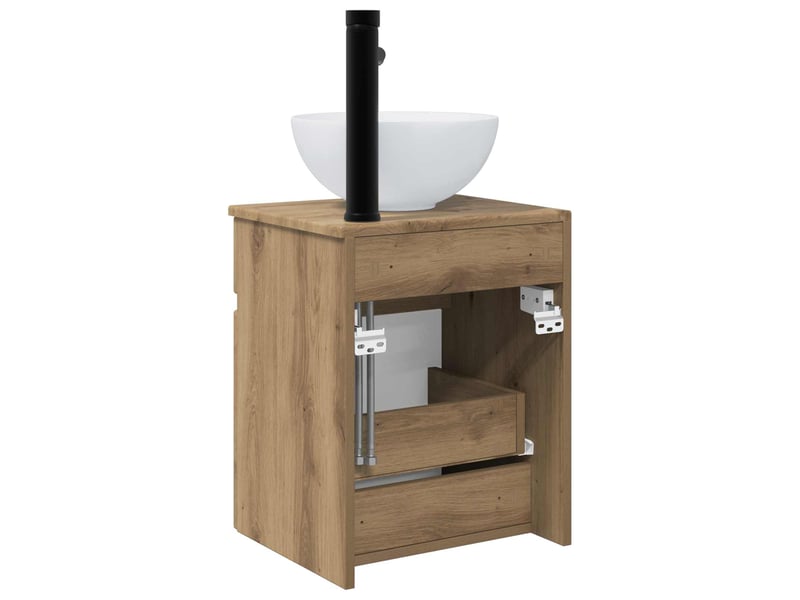 Meuble de lavabo mural, rangement salle de bain chêne artisanal 39x41x64.5 cm - Conforama D