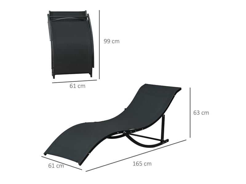 Ensemble de 2 chaises longues pliantes de jardin, en aluminium et textilène, 61 x 165 x 63 cm  - Conforama D