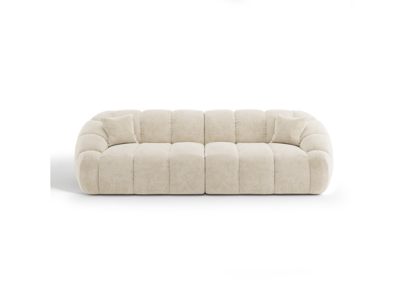 Canapé 4 places en velours gaufré crème moka 1MOK4PVGCR - Conforama C