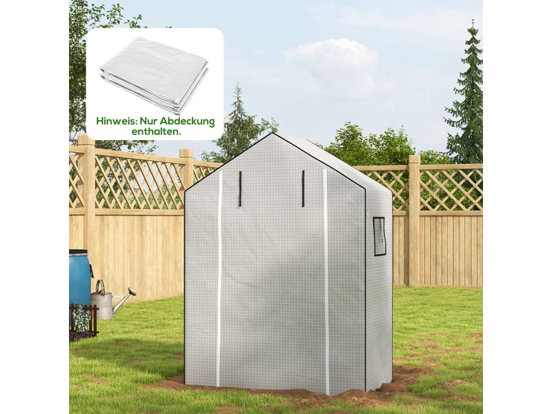 Film de remplacement pour serre, bâche de rechange avec protection uv, porte sectionnelle, fenêtres latérales, film seul 140 x 73 x 190 cm, blanc - Conforama D