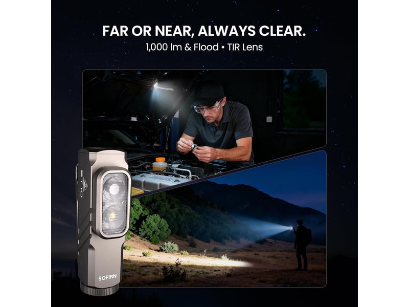  Sofirn st10 edc lampe torche led rechargeable 1000 lumens, lumière rouge 660 nm, usb-c, aimant et clip de poche  - Conforama C