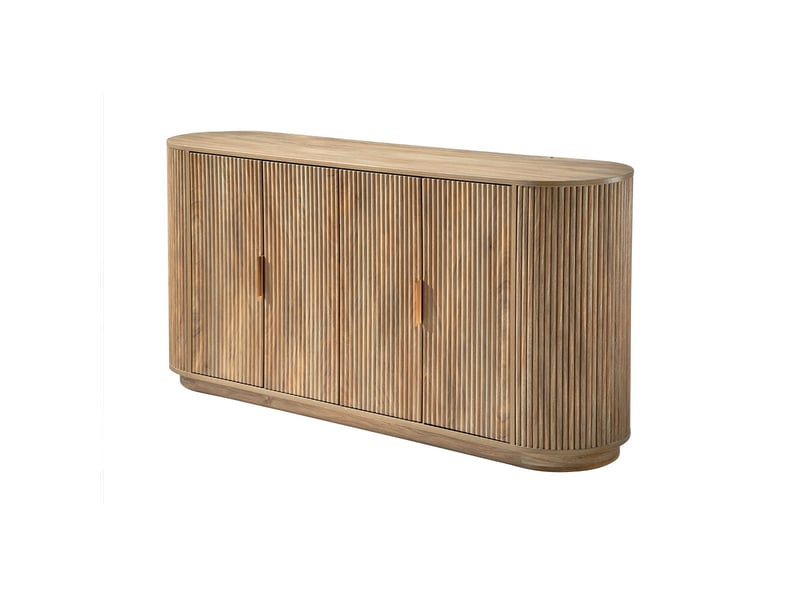  Buffet 4 portes effet chêne façades lames arrondies l160 cm - achille  - Conforama D