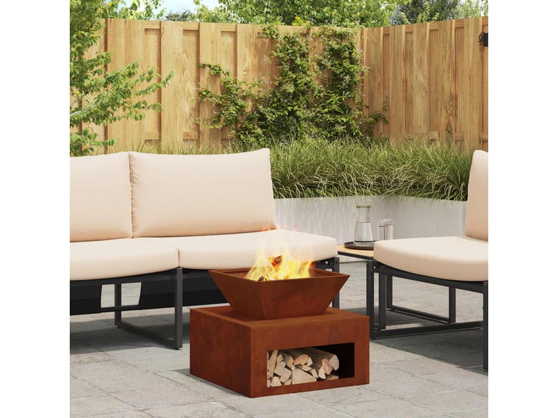  Brasero exterieur, foyer de cheminée rouillé 50x50x40 cm  - Conforama D