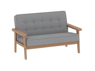 Canapé enfant 2 places 77 x 42 x 48 cm – gris – assise rembourrée, accoudoirs et cadre en bois fsc