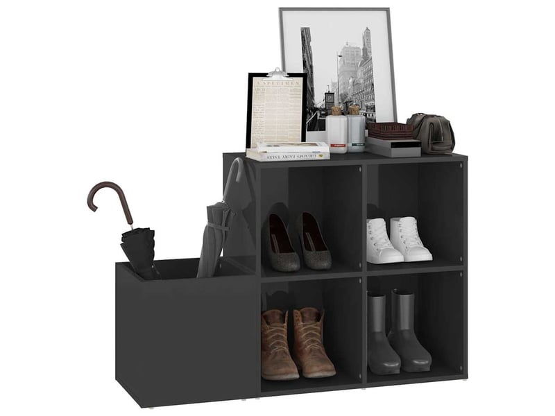  Meuble à chaussure, armoire à chaussures d’entrée gris brillant bois ingénierie  - Conforama D