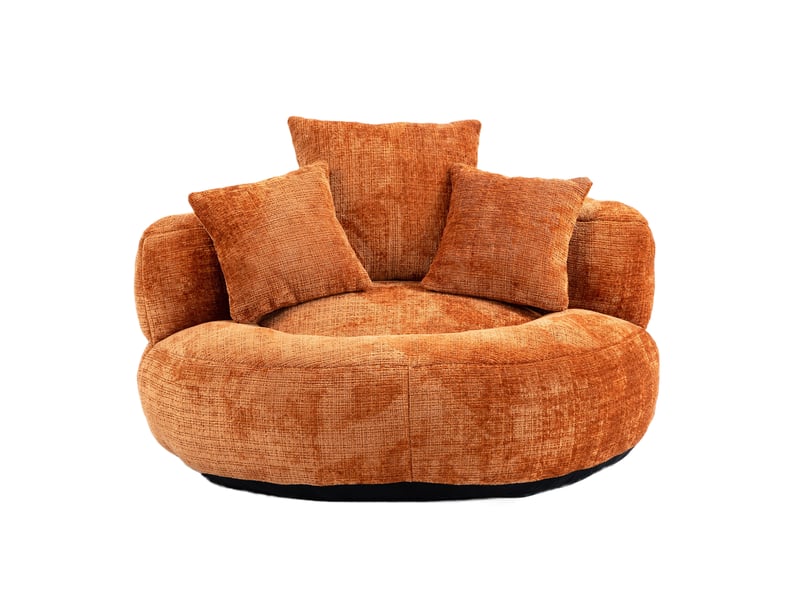 Canapé lounge dossier haut - 3 coussins, intérieur et extérieur, beige et orange, canapé détente salon - Conforama A