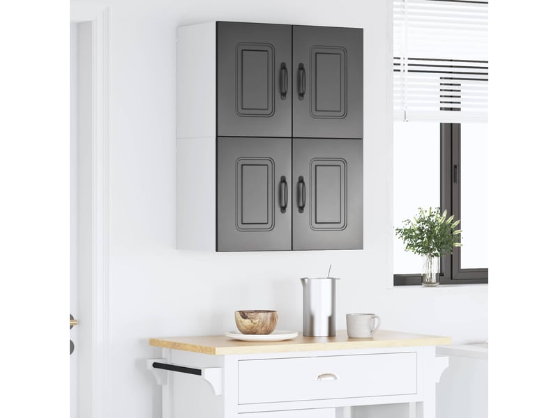  Meuble mural de cuisine | armoire de cuisine 2 pcs noir bois d'ingénierie shl5084  - Conforama D