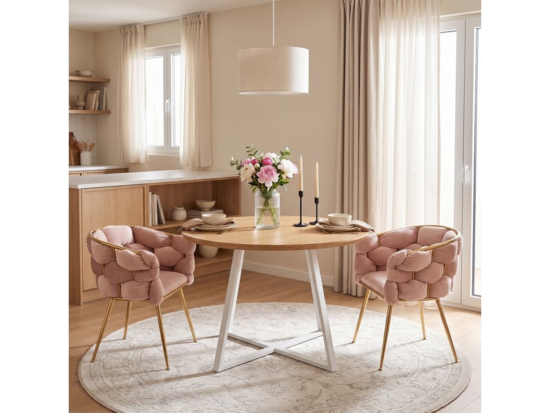  Fauteuil d’appoint moderne, chaise de coiffeuse avec structure en métal, lot de 2  - Conforama B