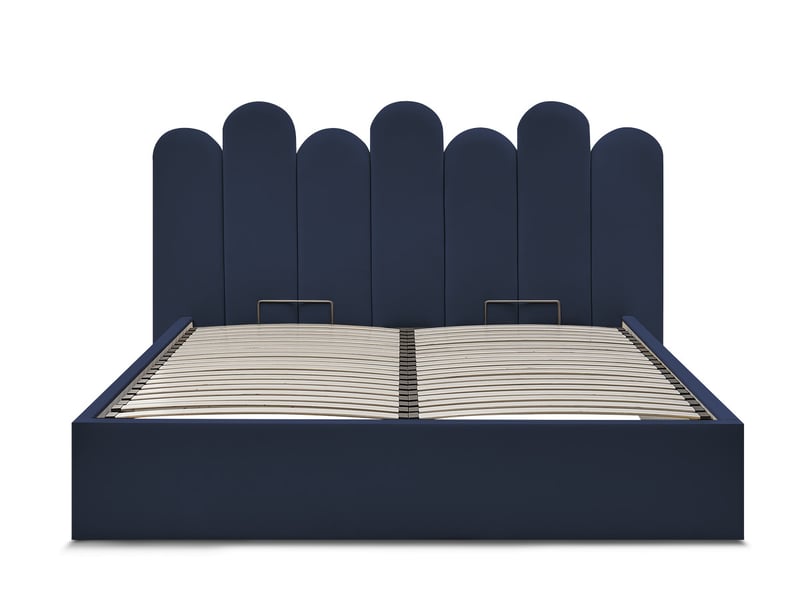  Bobochic lit coffre badja velours bleu foncé 160x200 BADJA - Conforama A