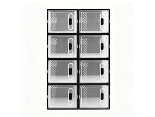 Boîtes à chaussures empilables tcqpz lot de 8 modulaires à ouverture frontale transparent et noir 25 x 18,5 x 35,5 cm