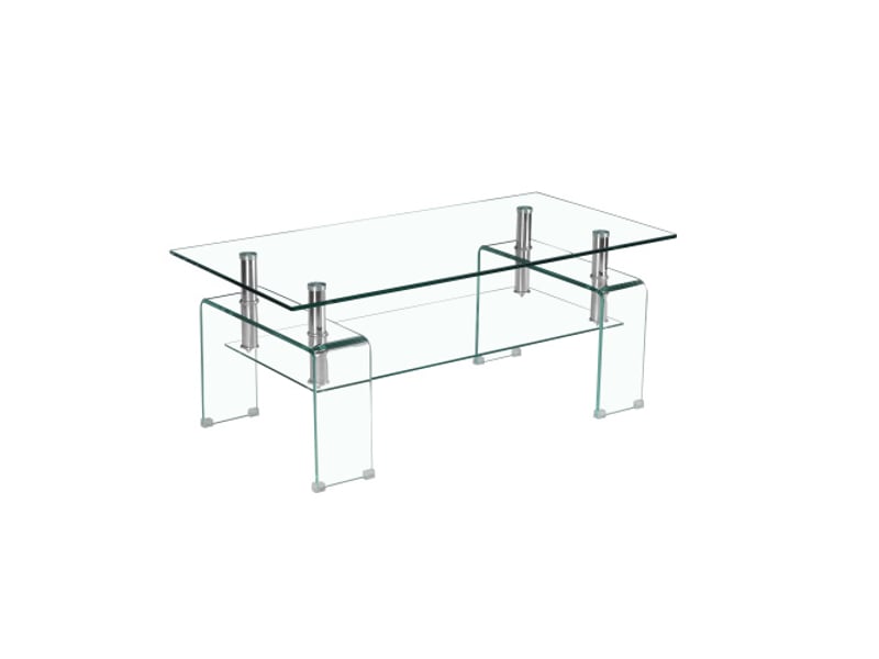 Table basse en verre trempé transparent avec pieds en verre – salon moderne - Conforama A