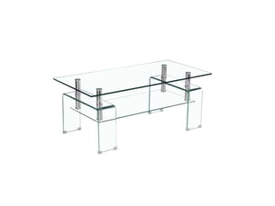 Table basse en verre trempé transparent avec pieds en verre – salon moderne