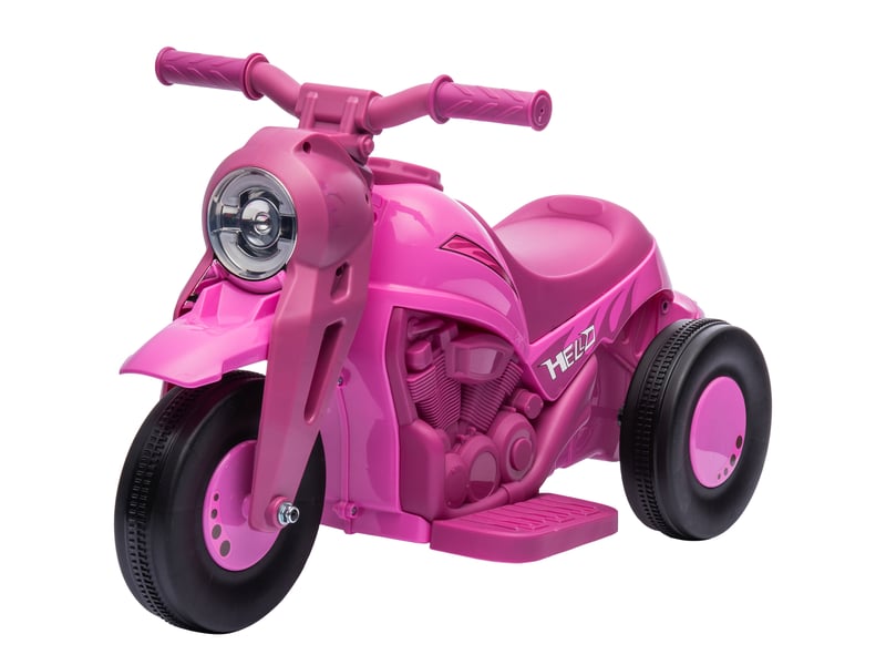  Moto électrique enfants 2-5 ans, 3 roues, 6 v, 3 kmh, avec fonction de bulles, effets lumineux et sonores, rose  - Conforama B