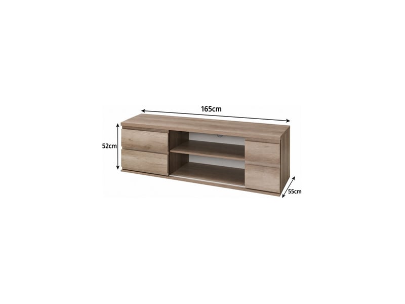 Meuble tv miro - 2 niches - coloris chêne - 165 x 52 x 55 cm  - Conforama C