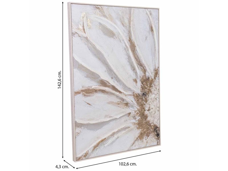  Tableau peint à la main avec cadre en bois blanc 103x4x143h cm  - Conforama C
