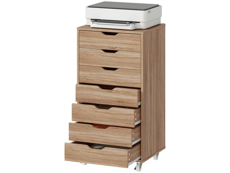  Caisson de bureau à roulette meuble rangement bureau avec 7 tiroirs organisateur pour documents, format a4 ou lettres  - Conforama B