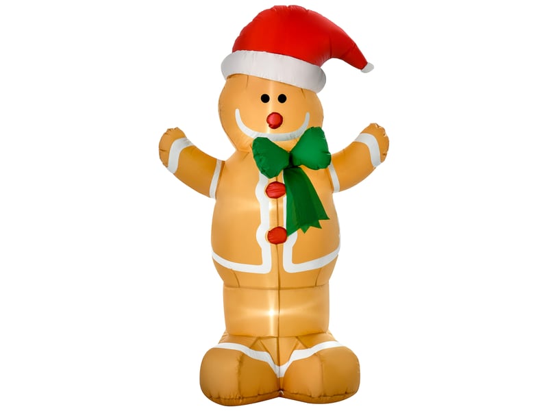  Décoration de noël gonflable : bonhomme en pain d'épice de 1,83 m avec nœud, 3 led, souffleur intégré, décoration de jardin  - Conforama A