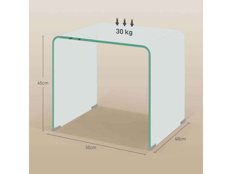  Table basse en verre table de salon rectangulaire design moderne en verre trempé avec bords arrondis transparent sûrs  - Conforama C