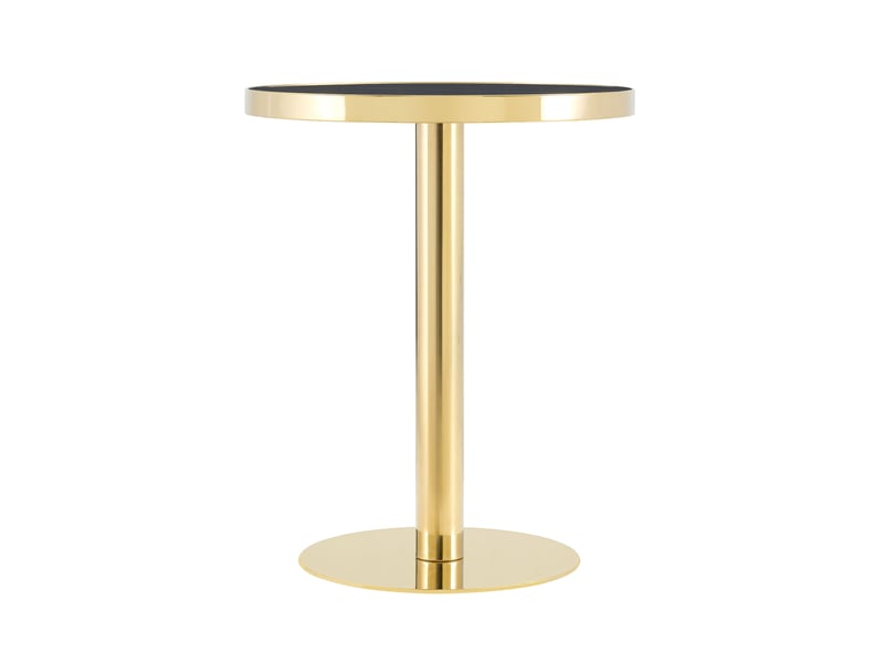  Guéridon rond 59.5x59.5x73.5 cm aspect marbre mdf noir et or  - Conforama A