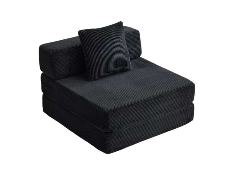  Canapé convertible 1 place 92,5x92,5x60 cm avec accoudoirs noir  - Conforama A