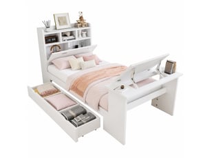 Lit avec rangement 90x200 cm VIVRYN   coloris blanc