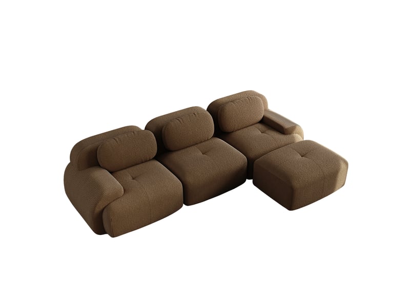  Canapé d'angle modulaire 298x178x70cm 3 places, canapé de salon, ergonomique, meuble de salon, velours côtelé, brun  - Conforama A