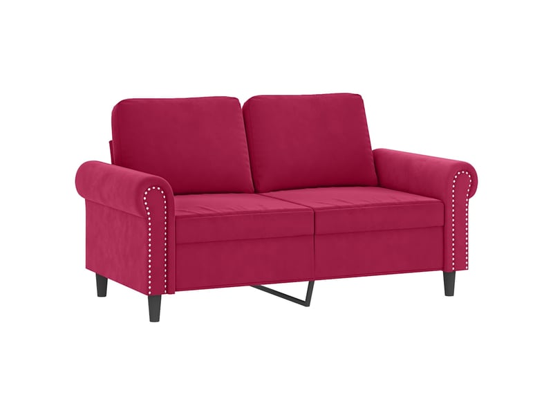  Canapé droit, sofa, canapé 2 places avec oreillers bordeaux 120 cm velours cf19923  - Conforama C