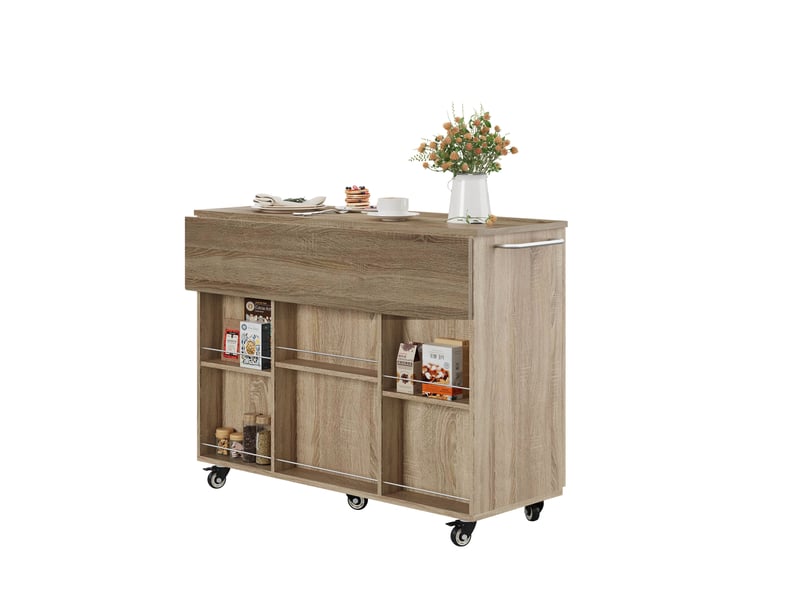  Desserte de cuisine 120x43.5x92.9 cm chêne  à roulettes  - Conforama A
