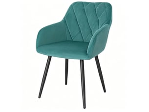 Chaise de salle à manger en velours bleu sarcelle avec accoudoirs, 79 cm